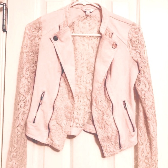 Candie's Jackets & Blazers - Candie's Lace Crop Moto Jacket, Blush